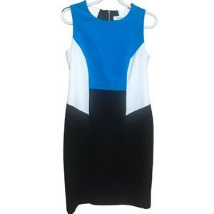 Calvin Klein Women's Back Zip Colorblock Sheath Dress Sz 8